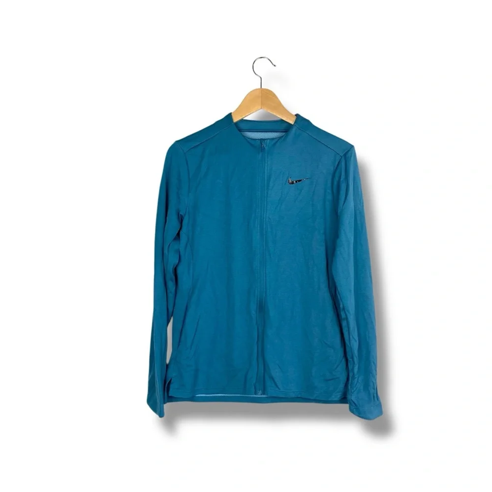 Nike Court Dri Fit Club UV Full Zip Long Sleeve Jacket Blue Small Golf Tennis UV